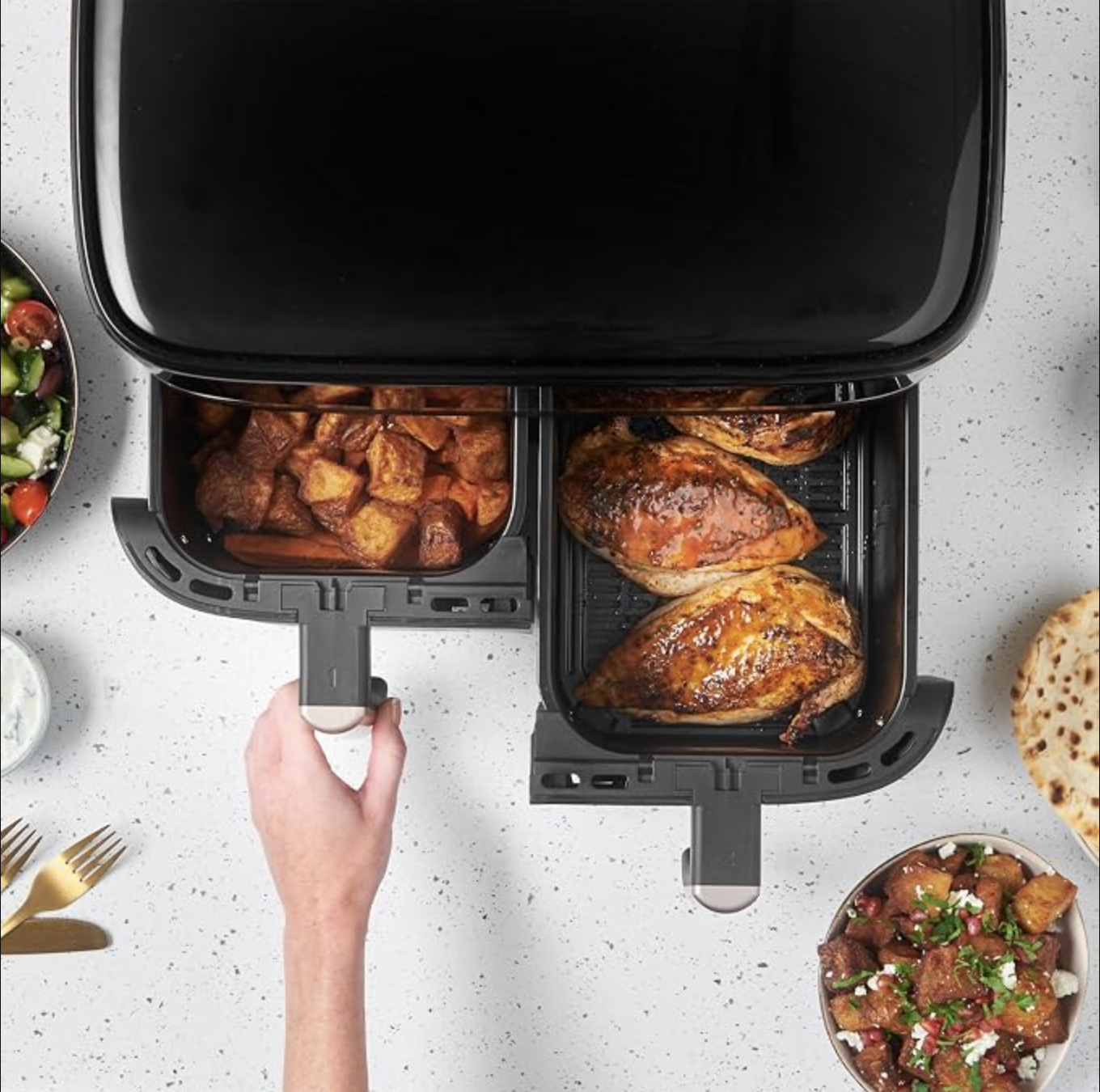 Russell Hobbs Air Fryer 9L, Dual Basket, 9 Programs, Dual Zone, Touchscreen, Max 200℃, Auto Shut-Off, Keep warm - Image 3