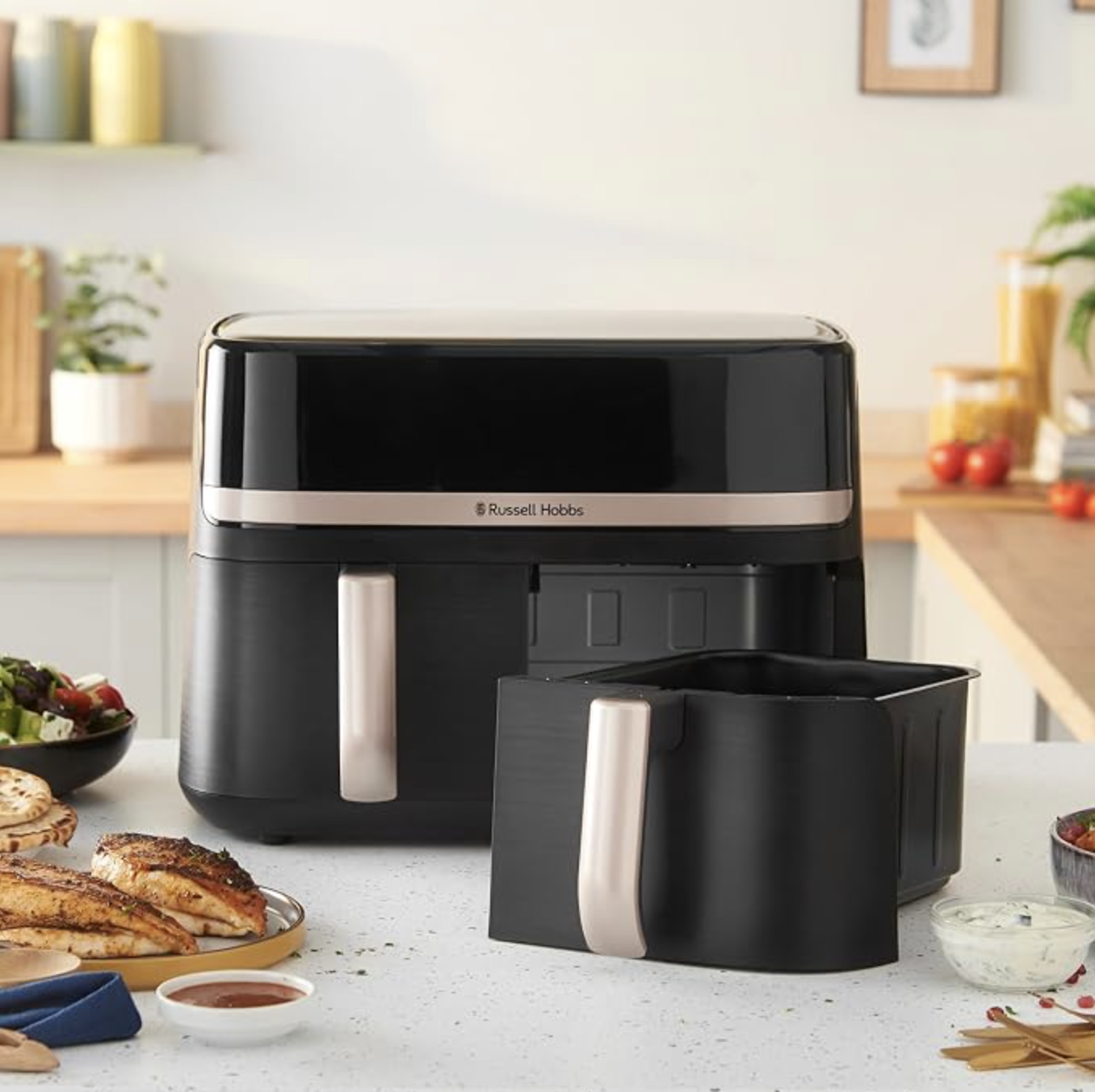 Russell Hobbs Air Fryer 9L, Dual Basket, 9 Programs, Dual Zone, Touchscreen, Max 200℃, Auto Shut-Off, Keep warm - Image 4