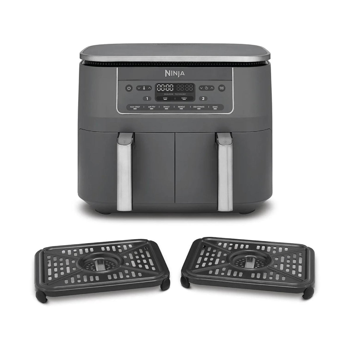 Irishkitchen | DZ300EU | Double Hot Air Fryer | 2400 W | 7.6 L | 6 Programs | Grey - Image 3