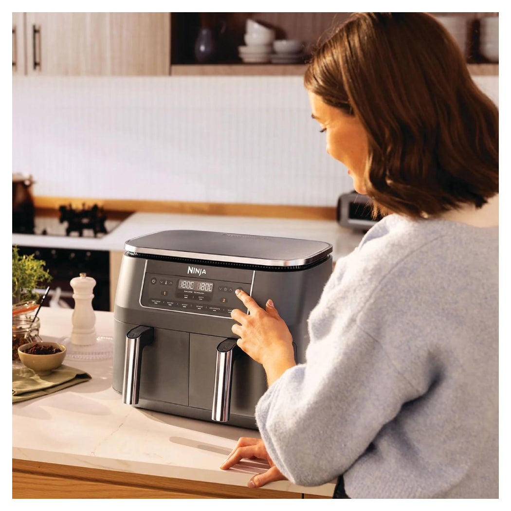 Irishkitchen | DZ300EU | Double Hot Air Fryer | 2400 W | 7.6 L | 6 Programs | Grey - Image 4