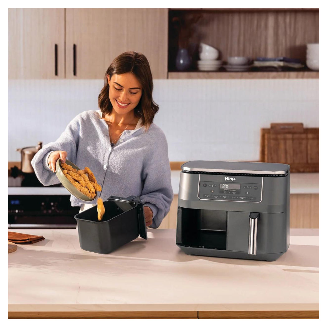 Irishkitchen | DZ300EU | Double Hot Air Fryer | 2400 W | 7.6 L | 6 Programs | Grey - Image 5